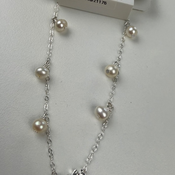 Giani Bernini Womens Sterling Silver Pearl Drop Chain Metal Design Bracelet - Picture 3 of 5